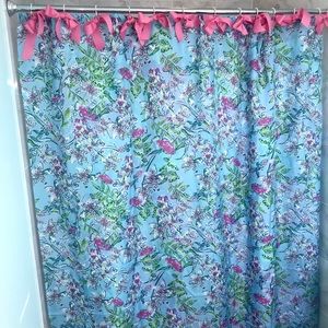 Floral Blue and Pink Shower Curtain